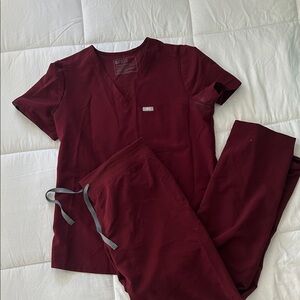 Figs Maroon Scrub Set for Women